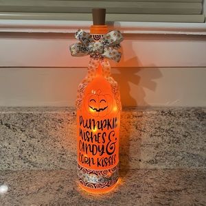 Halloween LightUpBottle “Pumpkin Wishes&CandyCorn Wishes” w/ TrickOrTreat Ribbon